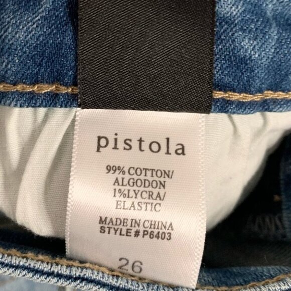 Pistola Skinny Straight Jeans High Rise Distressed Crop Knee Slit Raw hem - Picture 12 of 16